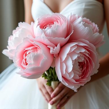 Bouquet da sposa con peonie rosa e bianche