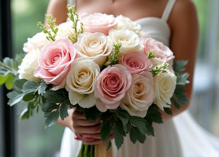 Bouquet di fiori su misura con rose e eucalipto